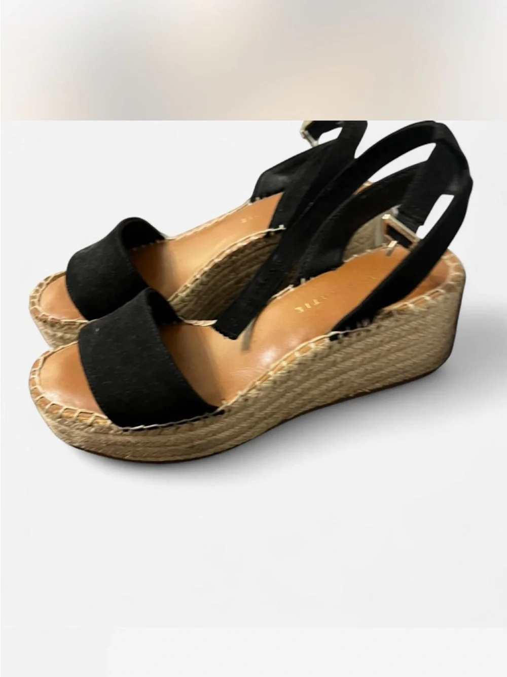 Kelly & Katie Black Espadrille Platform Sandals with Ankle Strap